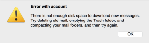 Thunderbird complaining about disk space